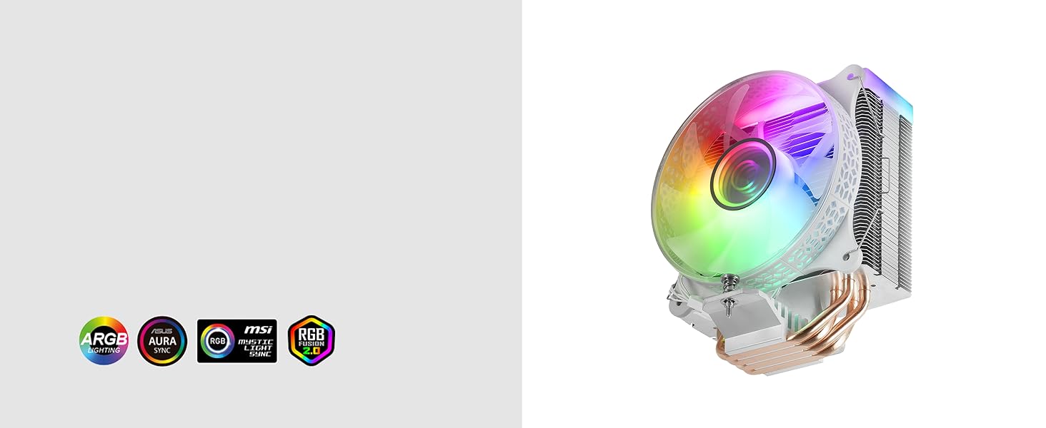 Система водяного охолодження CPU Mars Gaming MCPU-VR, 180W TDP, ARGB, 4 теплові трубки, тихий вентилятор 120 мм