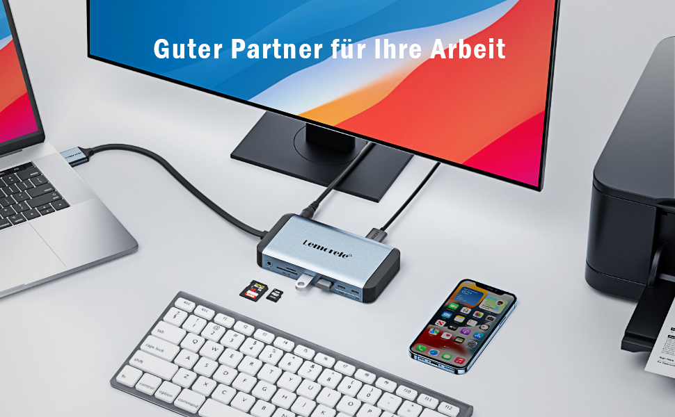 Док-станція USB-C 12 в 1: 3 монітори, HDMI, VGA, Ethernet, USB 3.0, PD 100W, SD/TF, AUX для Windows/Mac/Dell/HP