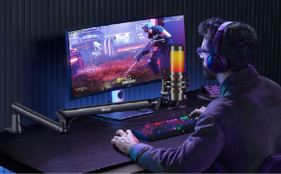 Кріплення для мікрофона з низьким профілем та каналами для кабелів – для Blue Yeti, Snowball iCE, HyperX QuadCast, Elgato Wave та інших