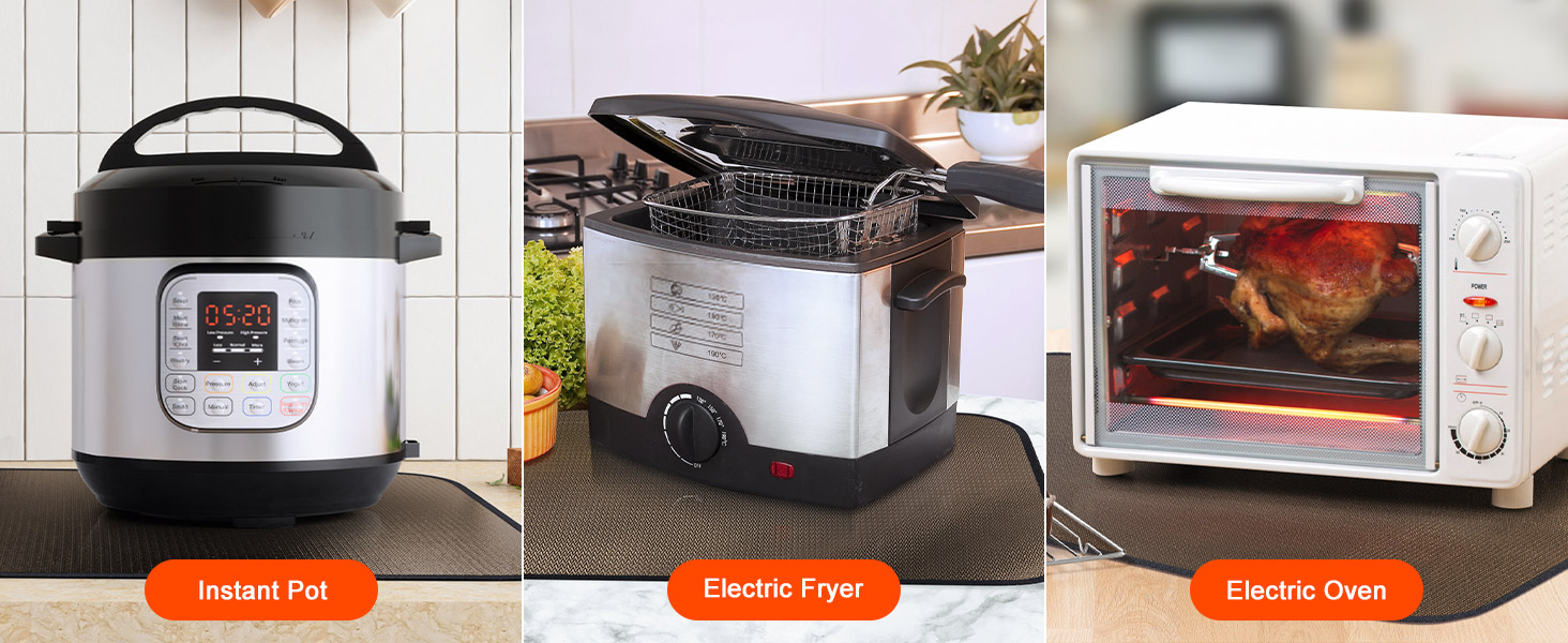 Термостійкий килимок | Силіконовий килимок для захисту від вогню | Килимок під фритюрницю | Килимок під кавоварку | Нековзний, вологостійкий (Коричневий, 40 x 60 см)