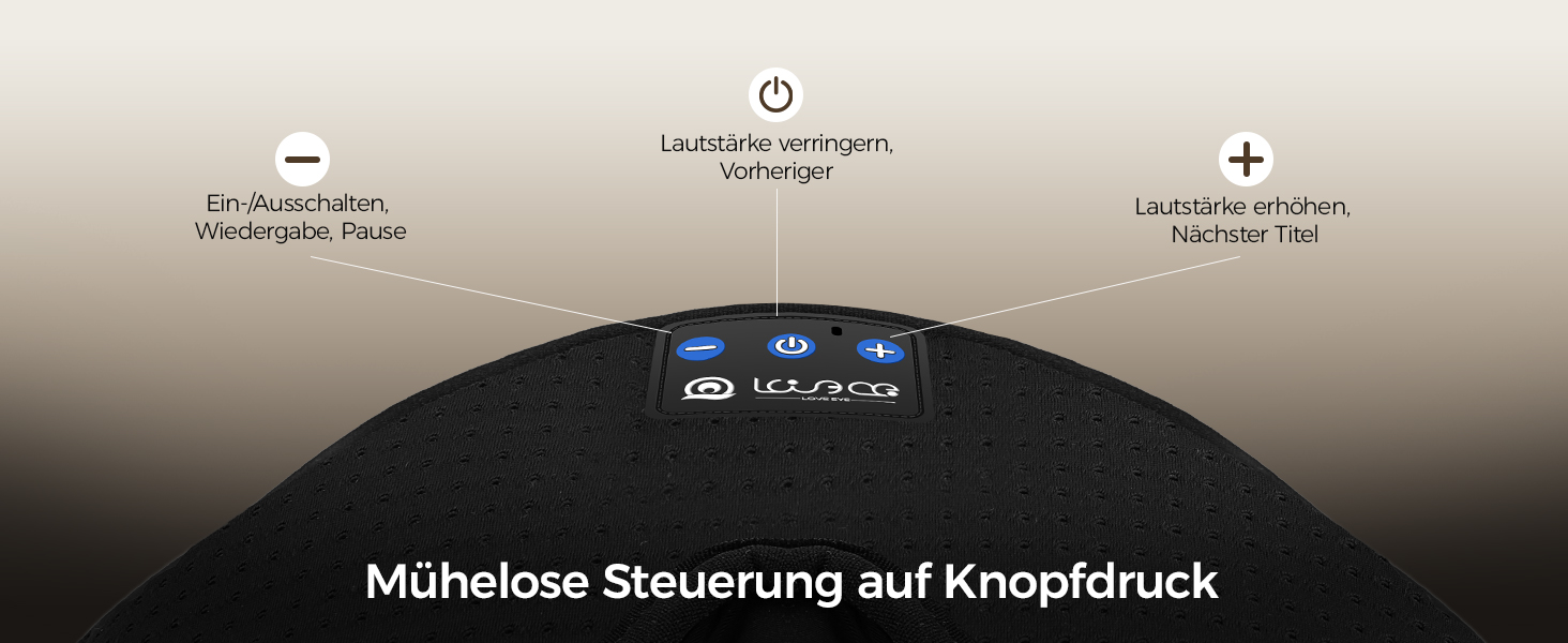Маска для сну з Bluetooth навушниками LOVE EYE 3D для зручного сну на боці, бамбукова, чорна