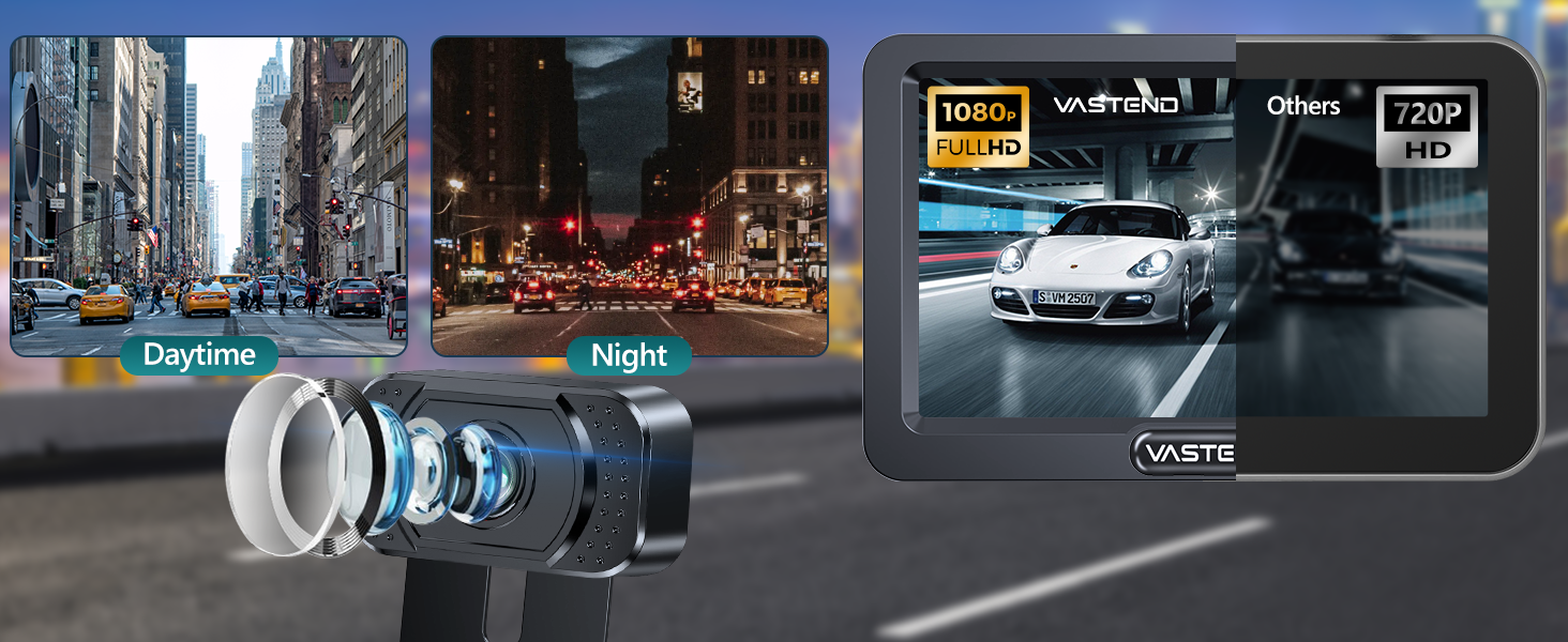 Бездротова HD 1080P камера заднього виду VASTEND з 5'' монітором, нічним баченням, водонепроникна, для авто, SUV та легкових автомобілів, підтримка 2 каналів (V02)