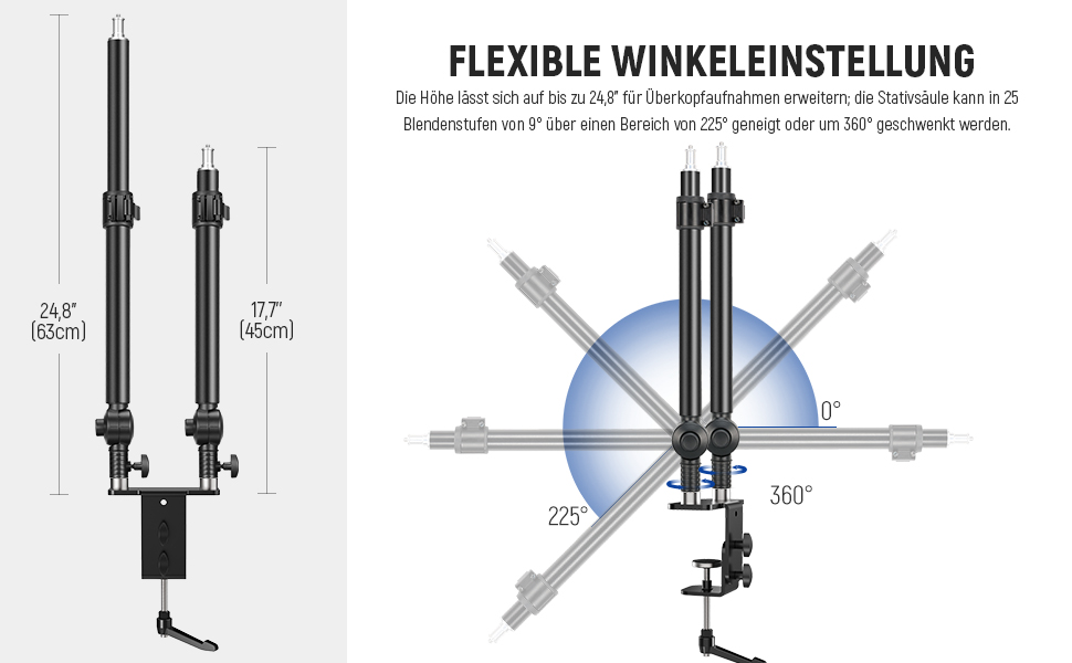 Тримач для камери NEEWER TL283 (ST-DB3560) – штатив для столу, мікрофонний важіль, підставка для DSLR, веб-камери, телефону, Ring Light