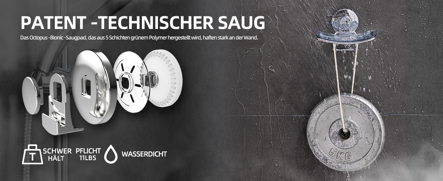 Тримач для мила LEVERLOC з піддоном, місткість до 3 кг, настінний, без свердління, з присосками, для ванної кімнати та кухні, білий (1 ступінь хромована сталь)