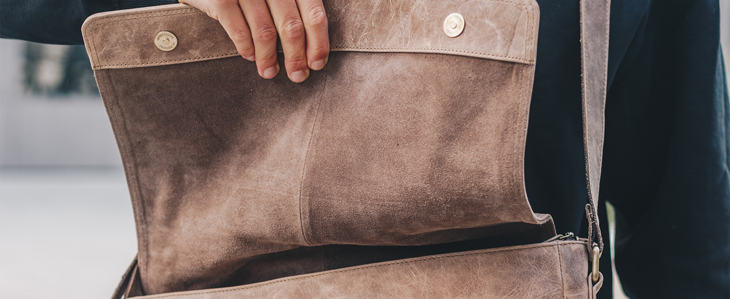 LEABAGS Латтоп-сумка Оксфорд з натуральної шкіри 15 дюймів - Месенджер, робоча сумка, 38x31x10 см, Коричневий