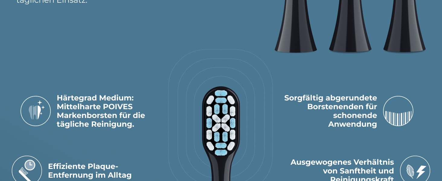Електрична зубна щітка POIVES P1 Pro з датчиком тиску, 72 000 рухів, гарантія до 4 років, 111 днів без ризику, довга робота від акумулятора, колір Midnight Blue