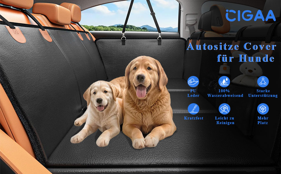 Накладка на сидіння автомобіля для собак з жорсткою основою, водонепроникна та стійка до подряпин, оранжева/чорна. Підходить для авто, SUV, мінівенів.