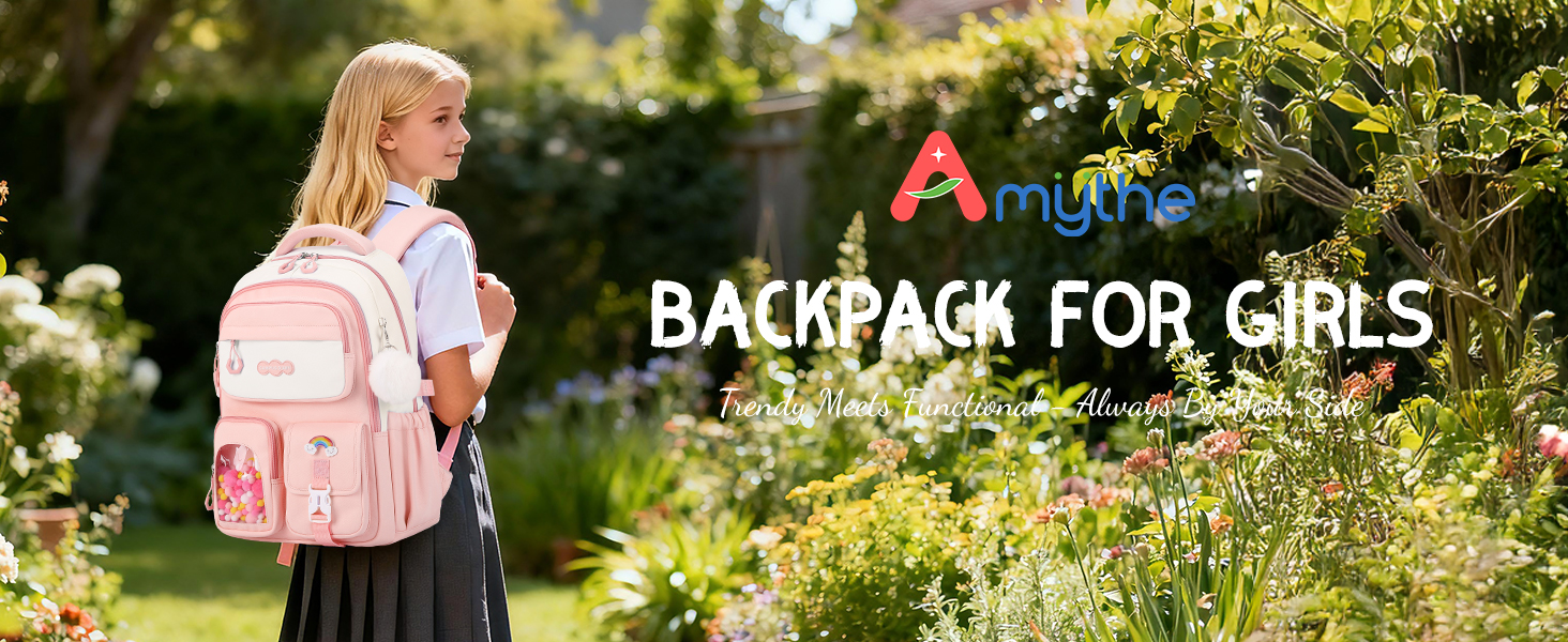 Шкільний рюкзак для дівчаток-підлітків, рожевий, з помпоном, тролей-петлею та світловідбивачами. Великий рюкзак для школи та подорожей, 3-7 клас, водонепроникний