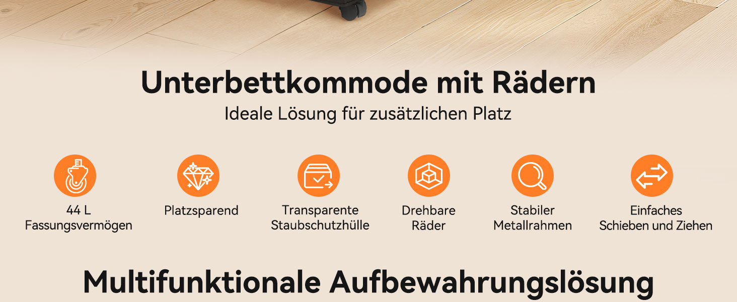 Підліжкова комода на колесах 2 шт., 48 л, ящик для зберігання під ліжком з кришкою та металевим каркасом, складаний ящик для зберігання під ліжко для одягу, постільної білизни, взуття (44л*2, блискавка)