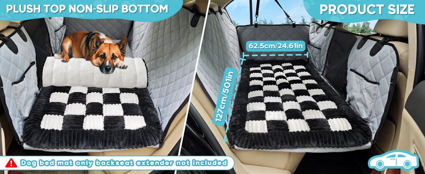 Килимок для собак у машину Loiion, захист заднього сидіння, чорно-білий, 127x62.5 см