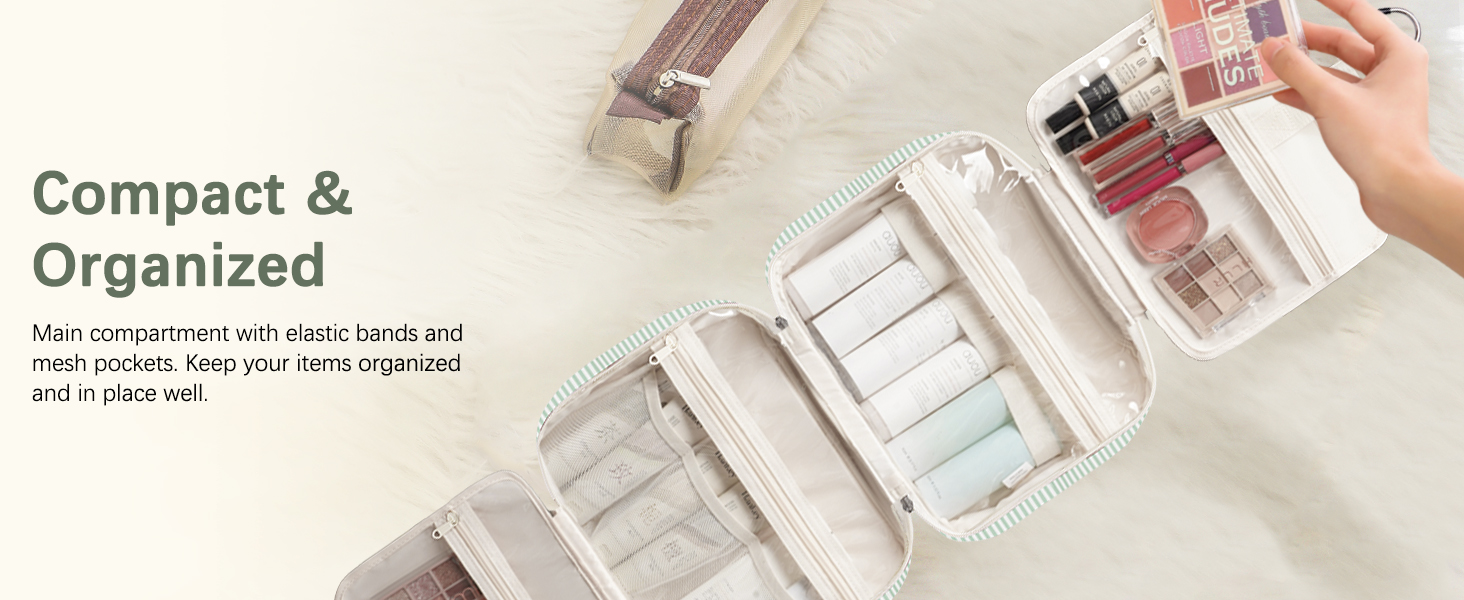 Набір для гігієни Narwey для дівчаток: велика косметичка/валіза для душу з сіткою, зелено-блакитна, L