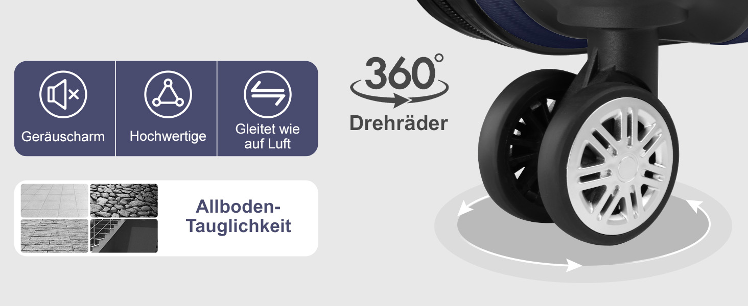 Набір валіз LEADZM 5 шт. з косметичною сумкою, жорсткий набір валіз-ролерів ABS з телескопічною ручкою, ручна поклажа (Турквіз)