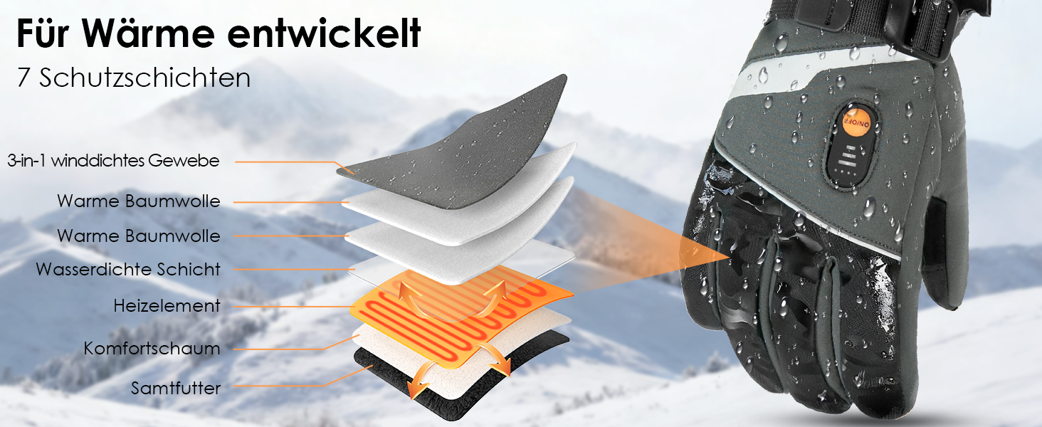 Обогрівані рукавички Minthouz W11 для чоловіків та жінок, 7.4V, 3 режими нагріву, водонепроникні, з підтримкою сенсорного екрану, для роботи на відкритому повітрі, велоспорту та катання на лижах, XL