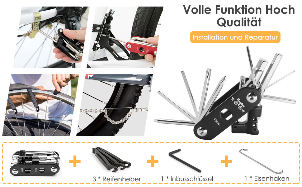 Набір інструментів для велосипеда WOTOW 16 в 1: багатофункціональний, складаний, для професійного ремонту та їзди на велосипеді