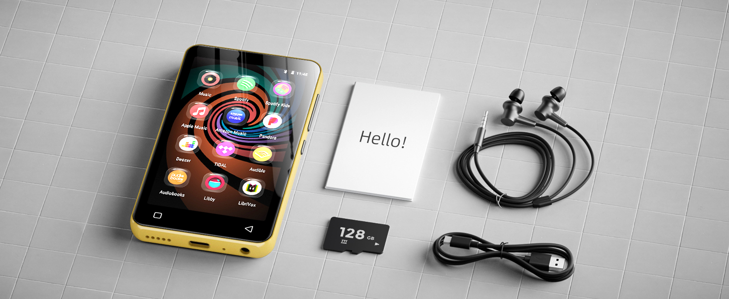 MP3 плеєр 160GB з Bluetooth та WiFi, Android, Spotify, Amazon Music, 4