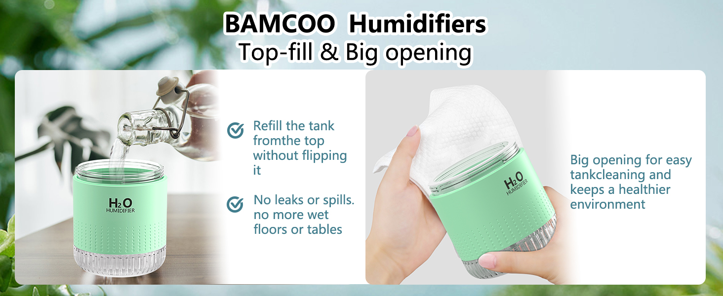 Зволожувач повітря Mini AIR Humidifier з LED-підсвічуванням для дитячої кімнати, офісу, спальні та рослин (Зелений)