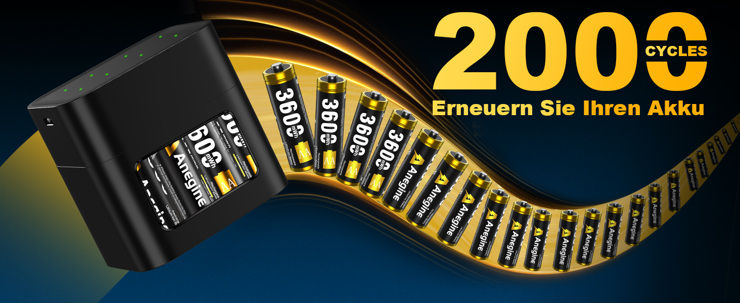 Акумулятори AA Lithium 3600mWh 1.5V з зарядним пристроєм (8 шт.) - до 2000 циклів