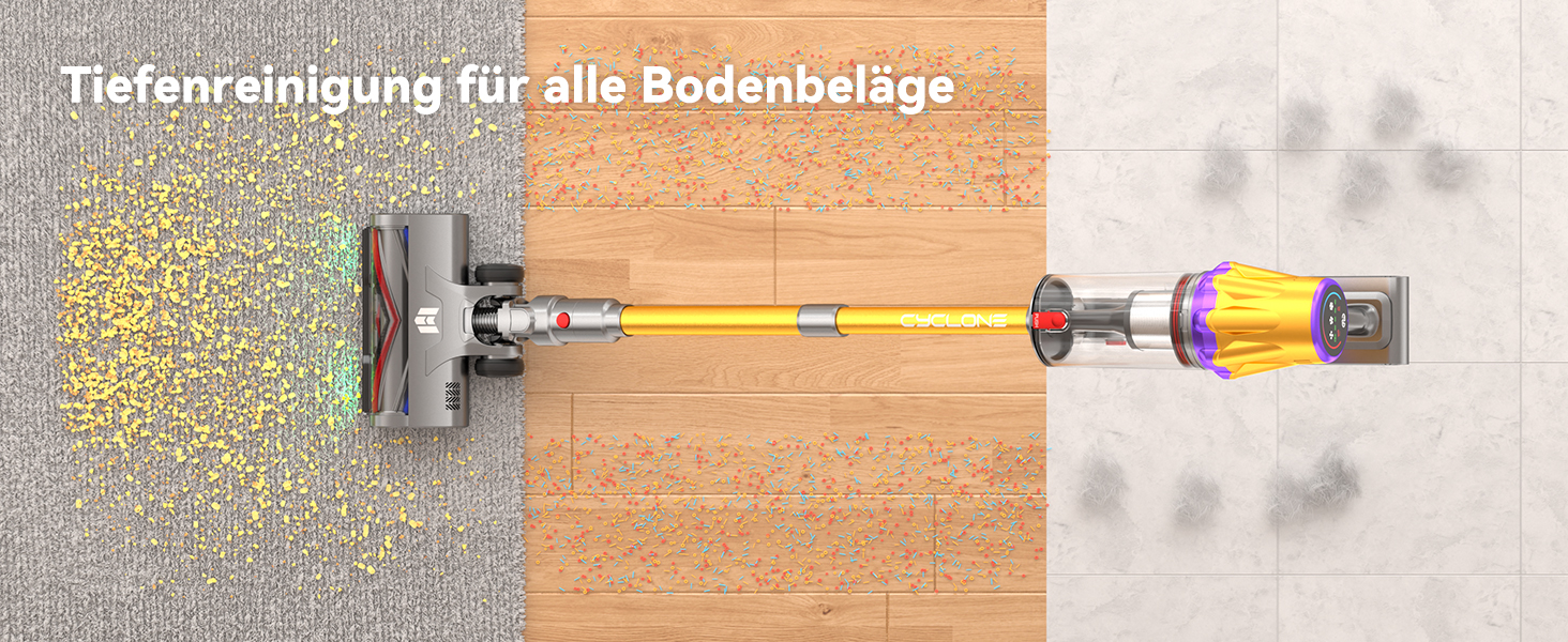 Бездротовий акумуляторний пилосос H9 58000Pa/650W з LED-дисплеєм та антизаплутувальною насадкою для тварин, килимів та твердих поверхонь, золотистий