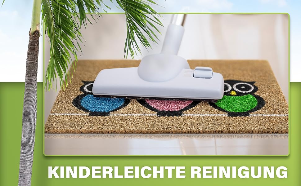 Кокосовий килимок для підлоги [водостійкий] - надміцний - придверний килимок для зовнішнього використання - кокосовий килимок для підлоги [водостійкий]. Килимок для підлоги на вулицю 40x60 см (Owls)