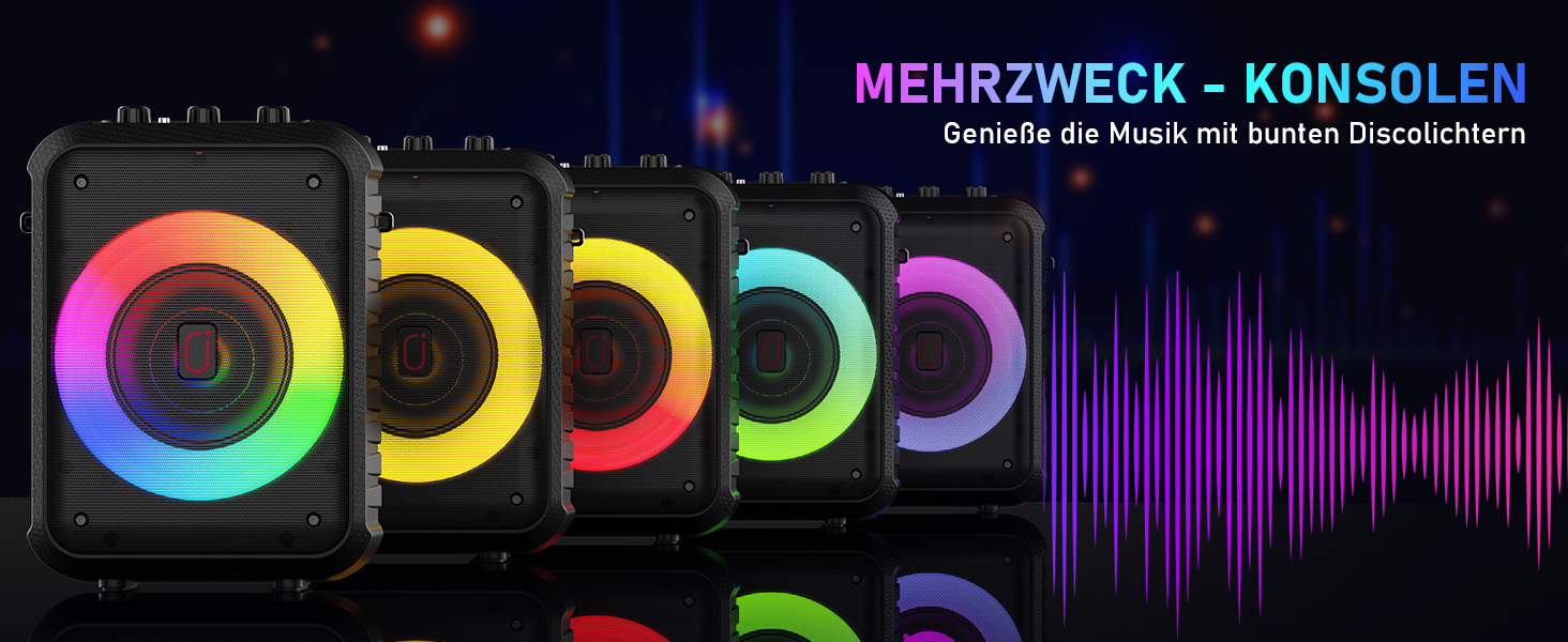 Караоке машина з 2 мікрофонами, портативна Bluetooth караоке система з LED підсвічуванням, Па-система, ідеальна для домашніх вечірок та як подарунок для дорослих та дітей, чорна D13T