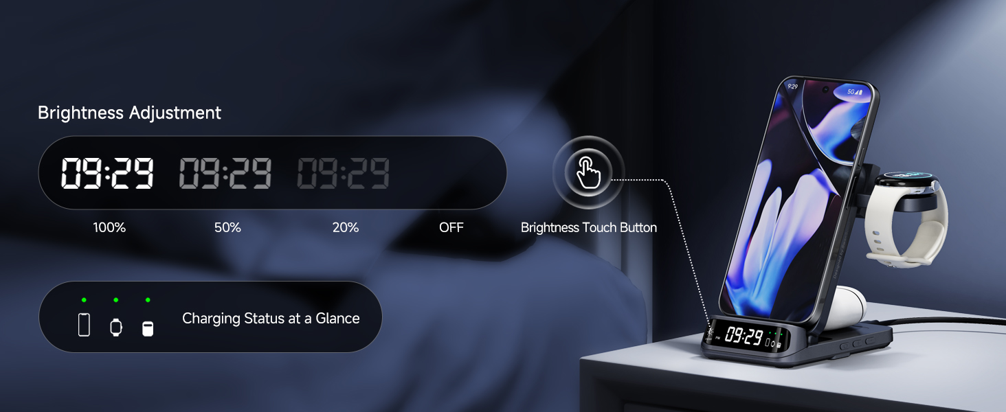 Бездротова зарядка SwanScout для Google Pixel 9 Pro Fold/9a/9/Fold/8/7/6, Pixel Watch 3/2, Fitbit Versa 4/3 (708G2, без адаптера)