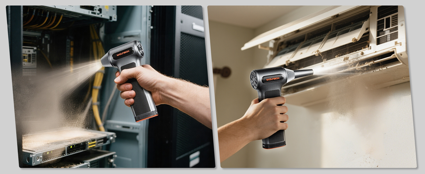 Електричний бездротовий пилосос-піскодув WOLFBOX MF200, 3-ступеневий, 4 насадки для ПК, авто, дому та вулиці