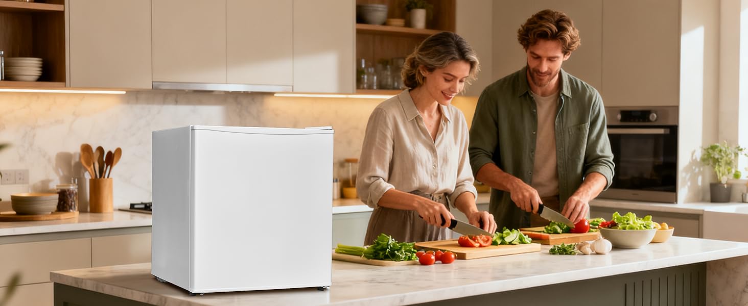 Міні-холодильник SMETA 48L з морозильною камерою, 230V. Тихий настільний холодильник для офісу, кемпінгу, спальні та готелю. Регульований термостат, 39dB, 0-10℃