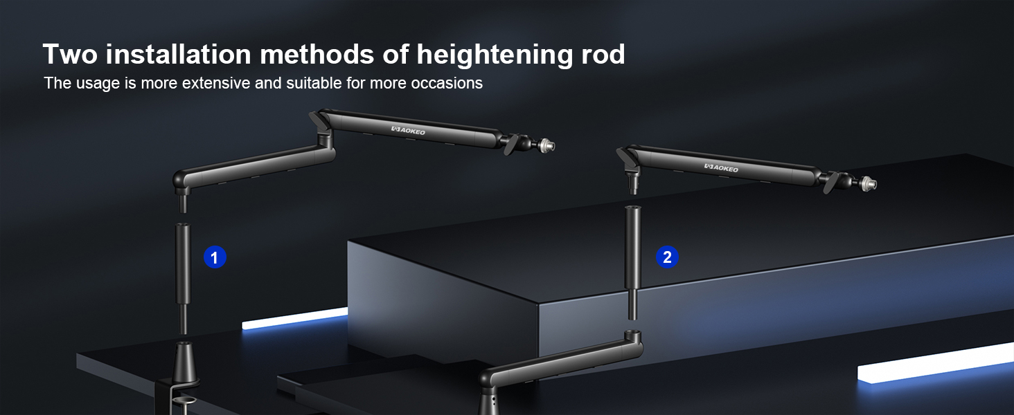 Кріплення для мікрофону Aokeo AK-55 - низькопрофільний тримач для HyperX QuadCast, Elgato Wave, Shure SM7B, Blue Yeti, Blue Snowball, студійне запису