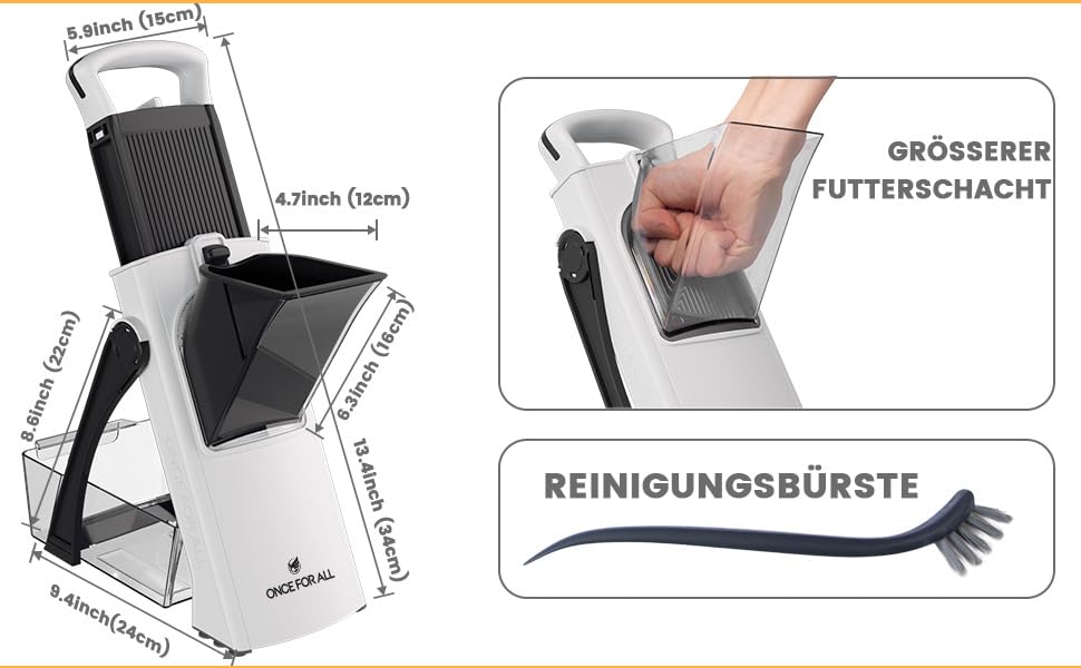 Набір для нарізання овочів ONCE FOR ALL з піддоном, овочевий слайсер для фрі, картоплі, цибулі, огірків та жульєну (темно-синій)