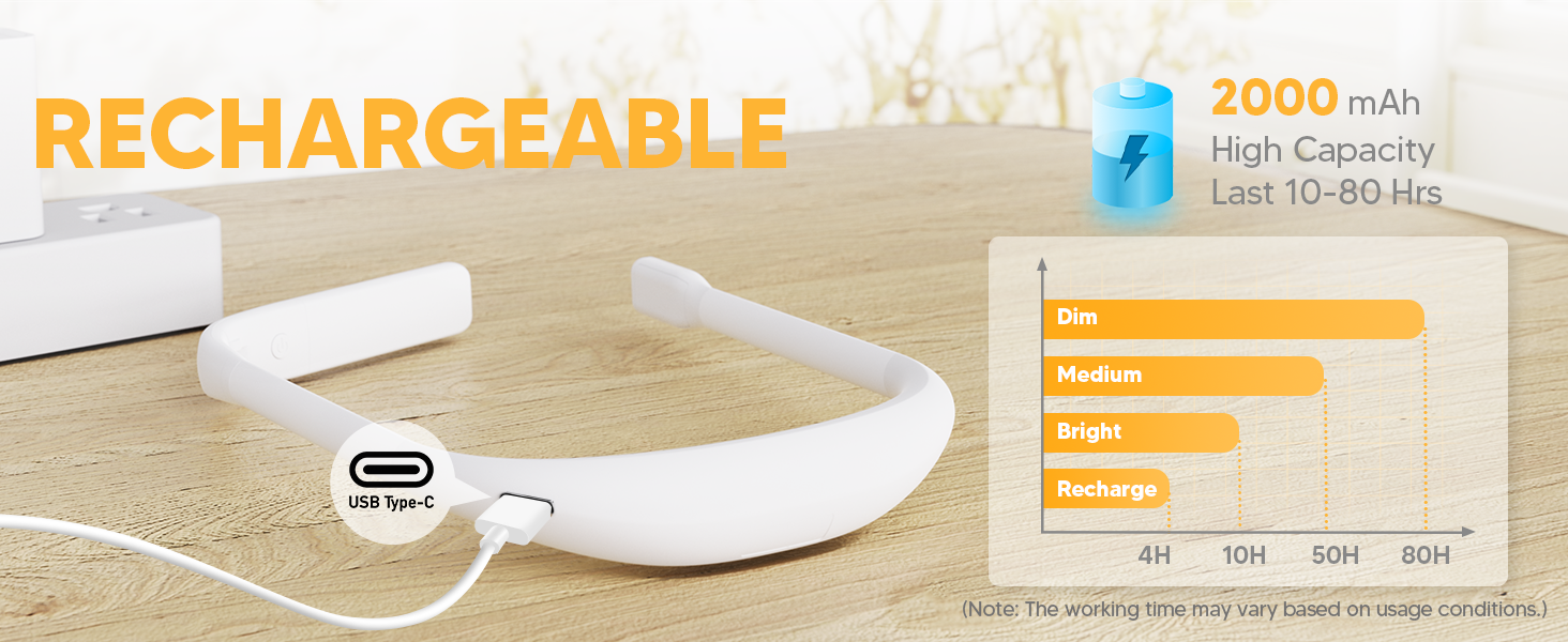 LED лампа на шию для читання Buch - 3 кольори, для в'язання, рукоділля, подарунок чоловікові. Біла