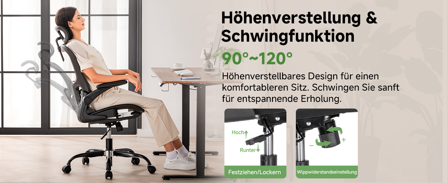 Офісний крісло GTPLAYER Ergonomic з регульованою підголівником, підлокітниками та поперековою підтримкою, функція гойдання, сітка, чорний, 150 кг