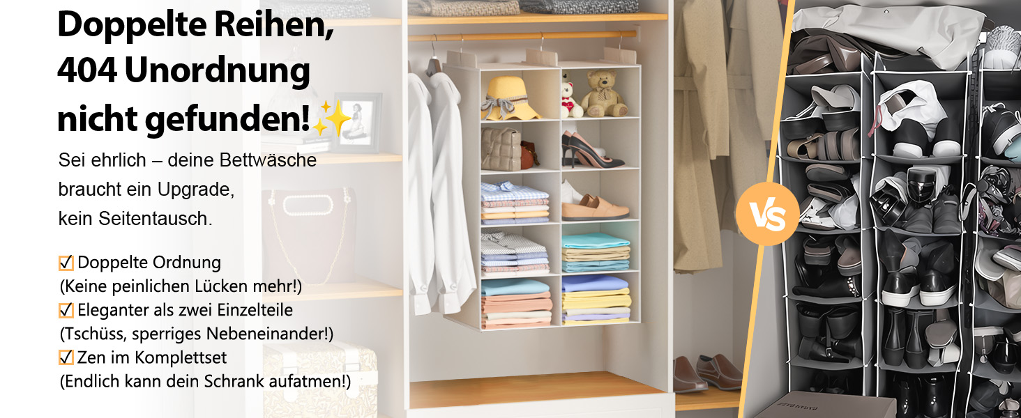 Органайзер для одягу на 6 рівнів, розкладний, з 3 металевими гачками – для шафи, спальні, гуртожитку