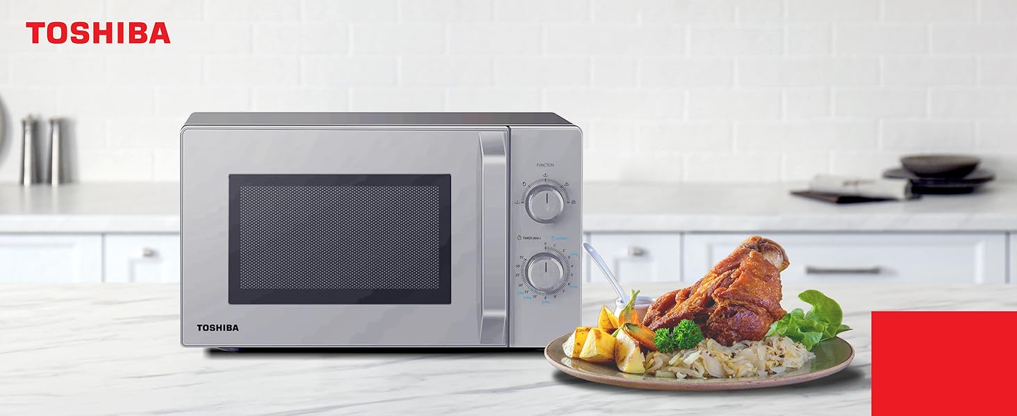 Мікрохвильова піч Toshiba MW2-MM20PF(BK) 20L, 800W, чорна, з функцією розморожування та LED-підсвічуванням