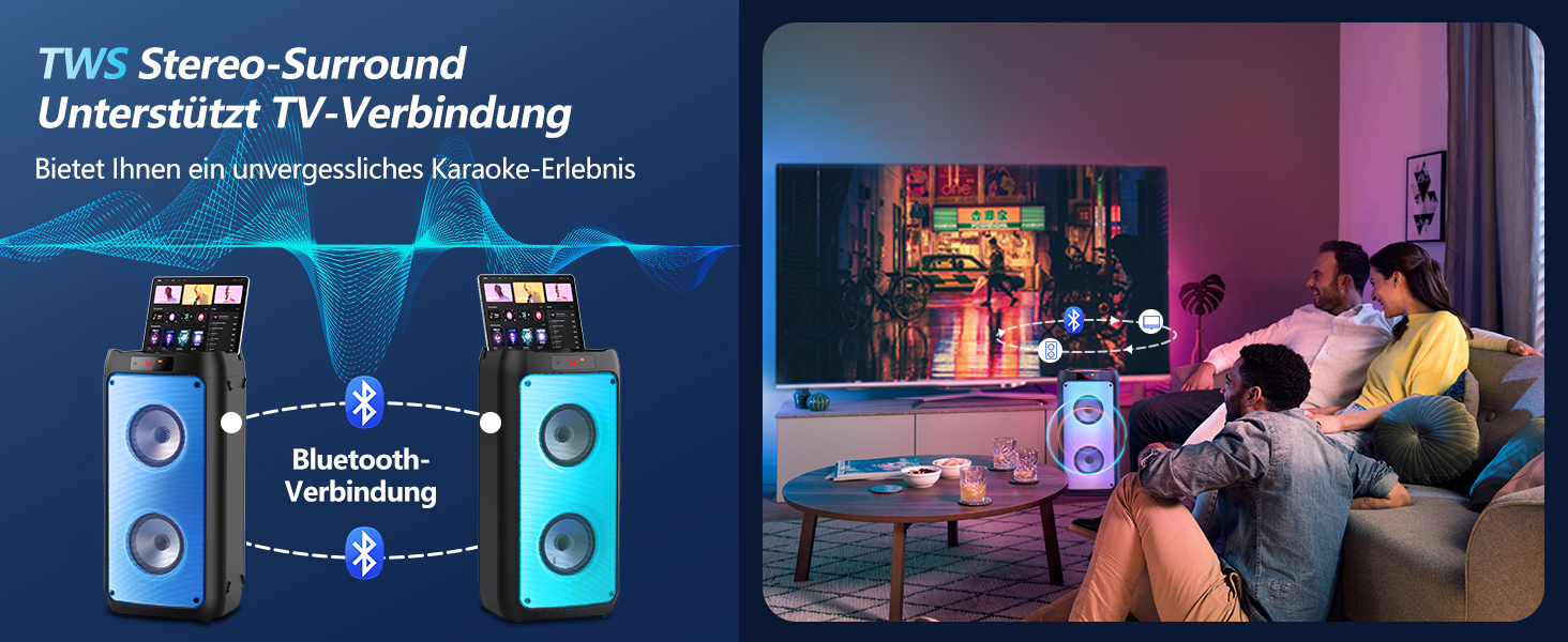 Караоке система JYX T10 з 2 мікрофонами, Bluetooth колонка RGB, портативна караоке-бокс з USB/TF/AUX/FM, для вечірок