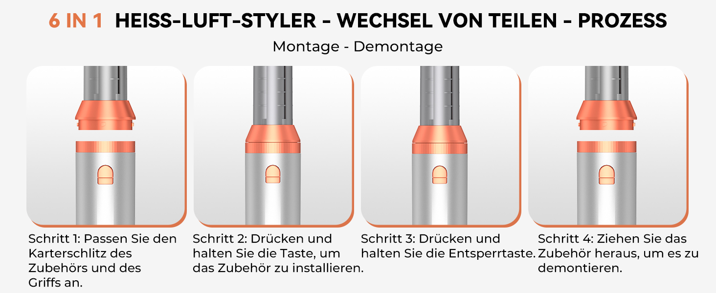 Air Styler Hair Stylers Airbrush 5-в-1: Мультистайлер, фен-щітка для об'єму, локонів, випрямлення та сушіння волосся (800 Вт, помаранчевий)