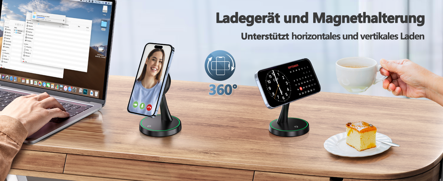 Бездротова зарядка MagSafe для iPhone 15/14/13/12, AirPods 3/2/Pro, 15W, з підсвічуванням