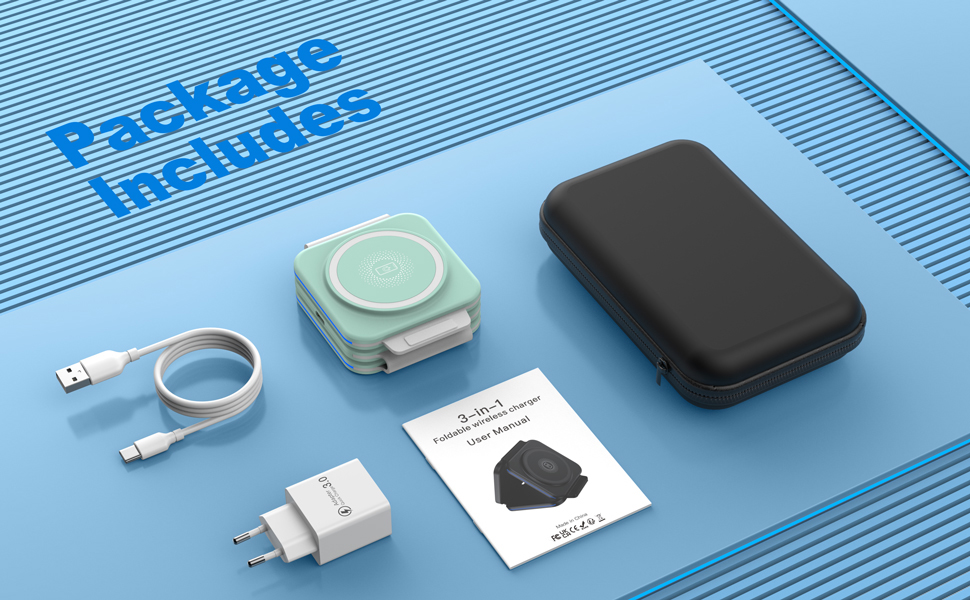 Зарядна станція 3-в-1 для подорожей: Apple Watch, iPhone, AirPods (зелена)