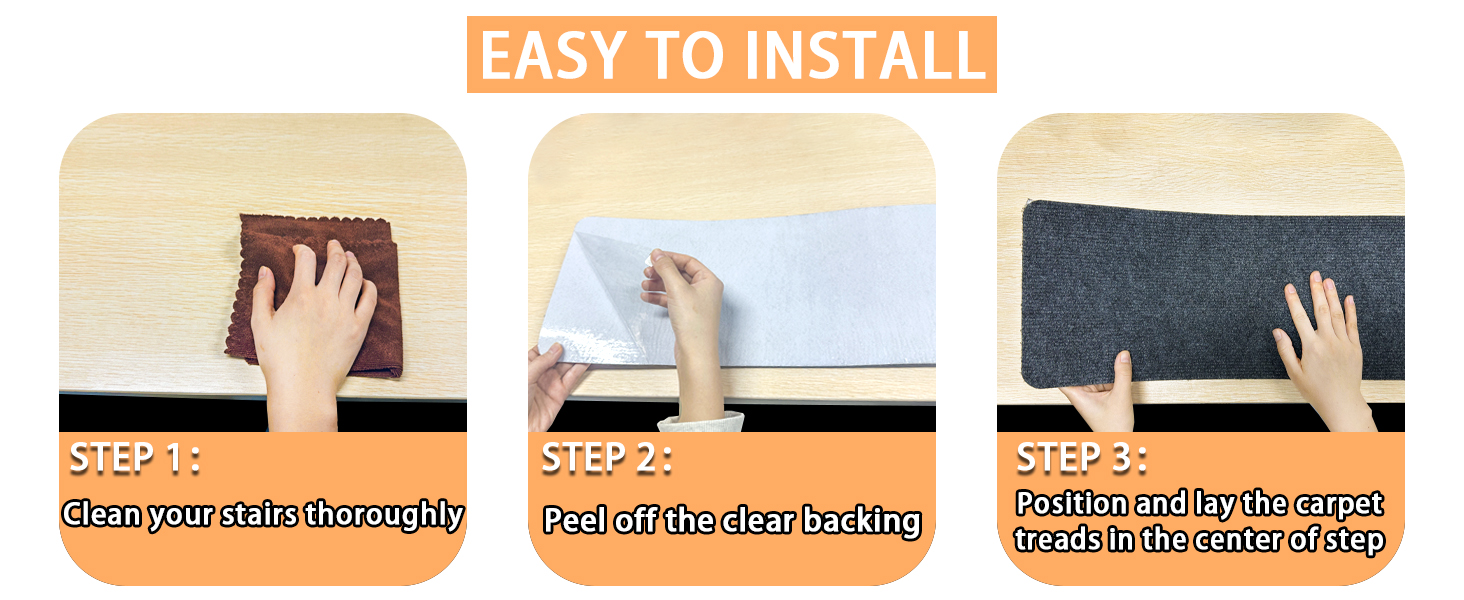 Набори килимків для сходів Aucuda, 15 шт., сірі, 76x20 см, антиковзаючі, самоклеючі, для захисту дерев'яних ступенів