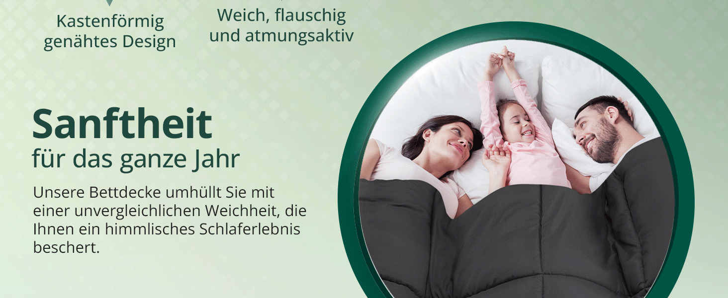 Ковдра Utopia Bedding - всесезонна, 370 GSM, дихаюча, стеганий наповнювач, супер м'яка (білий) - 200 x 220 см, сірий