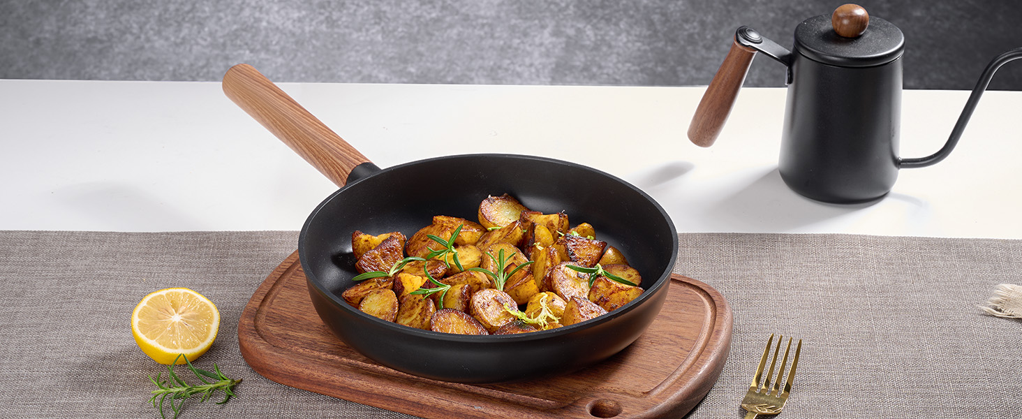 Набір посуду JEETEE 17 предметів з антипригарним покриттям Ceramic, набір каструль та сковорідок з знімними ручками, для всіх типів плит, сумісний з духовкою