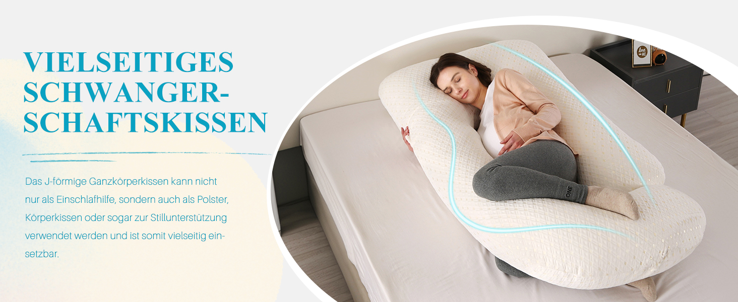 Подушка для вагітних GKXLH – підтримка спини, живота та стегон, J-подібна форма, знімний охолоджуючий чохол, сірий колір