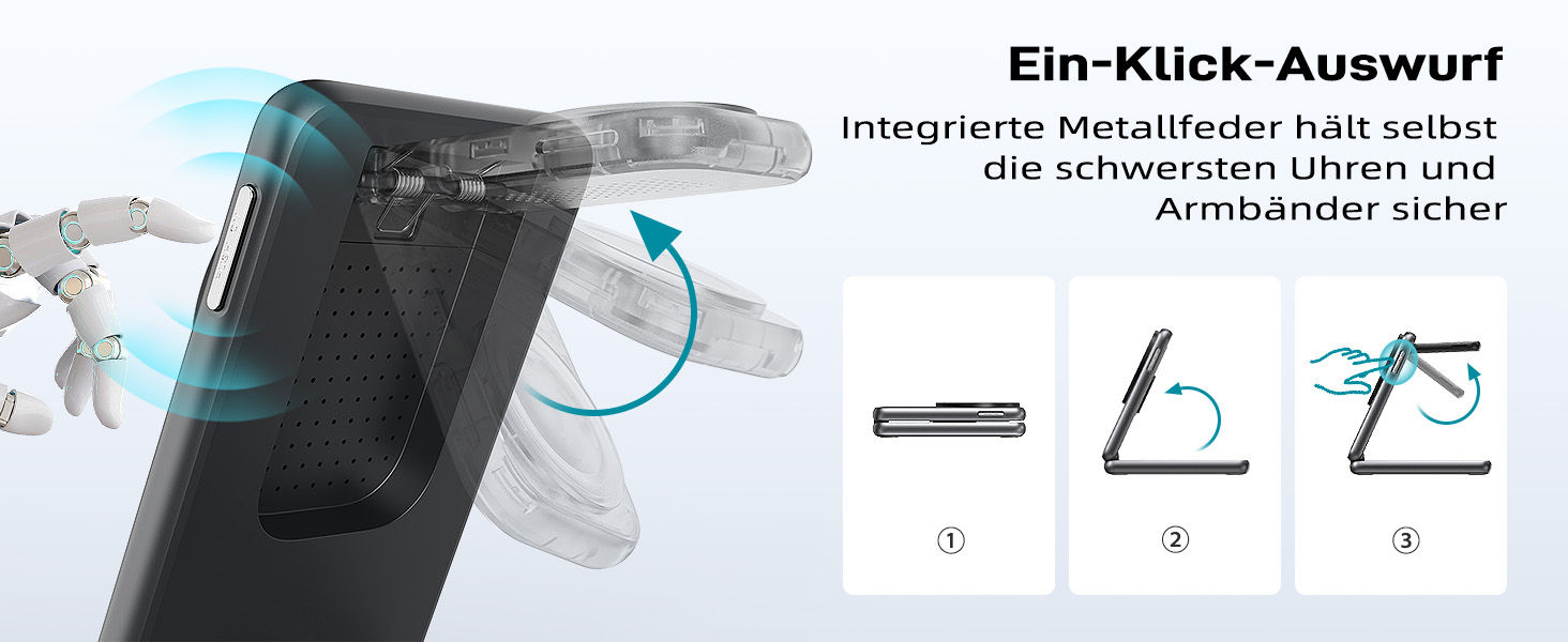 Магнітна зарядна станція 3-в-1 для Samsung Galaxy S25 Ultra/S24 з MagSafe, зарядка для годинників Galaxy Watch Ultra/8/7/6, бездротовий зарядний пристрій для подорожей (сріблястий)