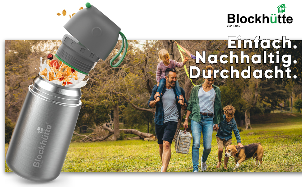 Термоконтейнер для їжі Blockhütte 530 мл, нержавіюча сталь, дитячий ланчбокс, BPA-free, без витоку, з антивакуумним клапаном, придатний для миття в посудомийній машині (сріблястий)