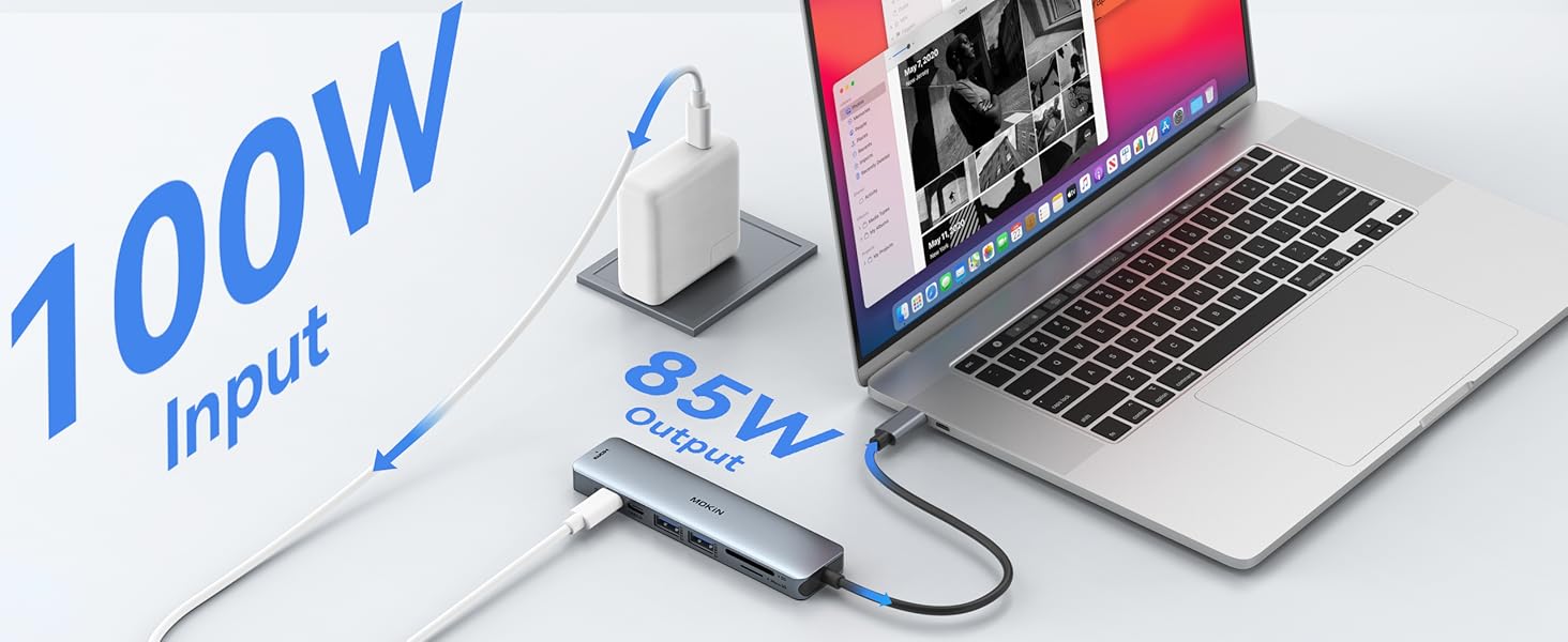 MOKiN USB-C хаб 6-в-1: HDMI 4K, 2xUSB 3.0, USB 2.0, SD/MicroSD, для MacBook, XPS та інших пристроїв