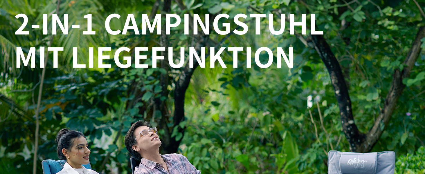 Кемпінговий стілець-шезлонг WEJOY 2-в-1, складний, з регульованою спинкою та підставкою для ніг, чорний (2 шт.)