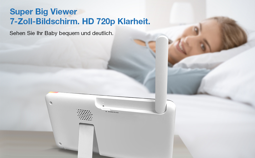 Відеоняня Vtech VM901-1W WiFi з 5-дюймовим HD-дисплеєм, поворотна камера 1080P, мобільний додаток, широкий кут огляду 120°, сумісна з iOS та Android