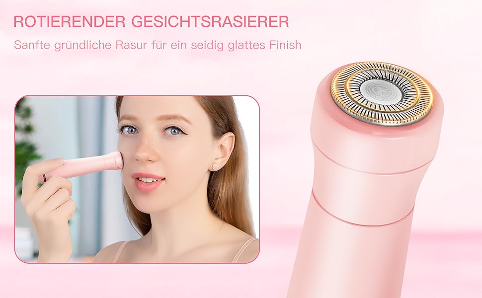 Електричний триммер для обличчя 3-в-1 для жінок: триммер для брів, для гоління та видалення волосся. Вологостійкий, портативний, рожевий.