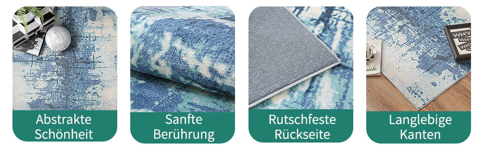 Килим з коротким ворсом для вітальні: абстрактний дизайн, великий, м'який, неслизький, сірий, 120x160 см, 200x300 см, блакитний