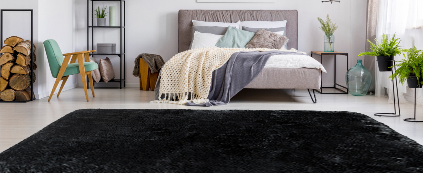 Чохол для ліжка CHOSHOME, м'який килим для спальні, вітальні, дитячої кімнати, штормовий, антиковзаюча підкладка, 90x150 см, 200x290 см (Чорний)