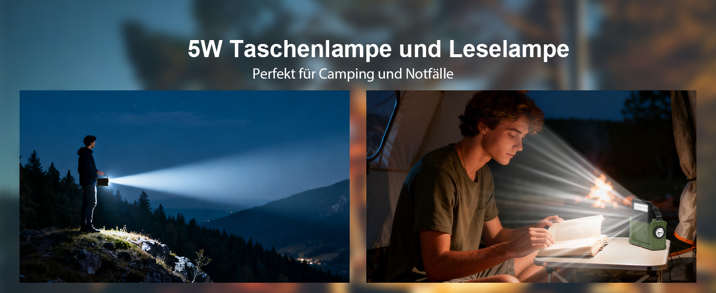 Радіоприймач Kurbelradio з DAB/DAB+/UKW, акумулятор 12000mAh, сонячна панель 8500mm², ручний генератор, Bluetooth 5.0, ліхтарик та світло для читання, для відпочинку на природі, кемпінгу, зелений